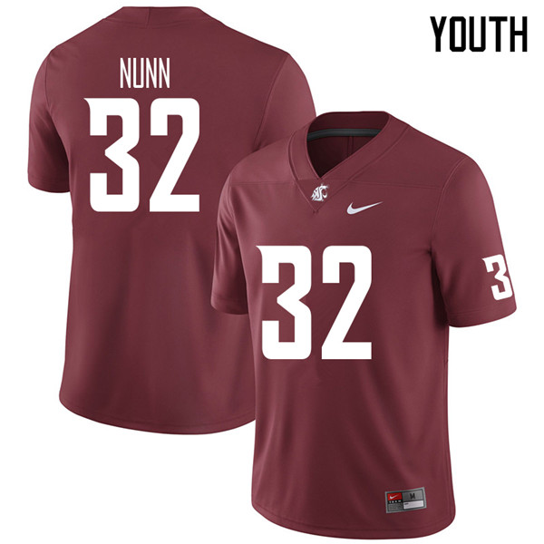Youth #32 Patrick Nunn Washington State Cougars College Football Jerseys Sale-Crimson